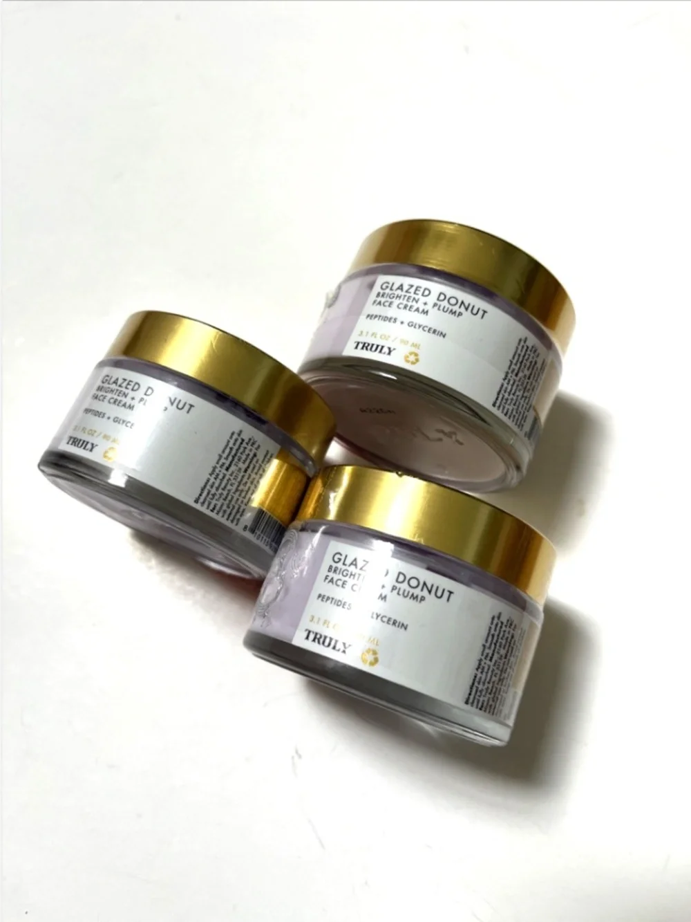 Truly Glazed Donut Face Cream Bundle of 3 Brighten & Plump 3.1 oz NWT